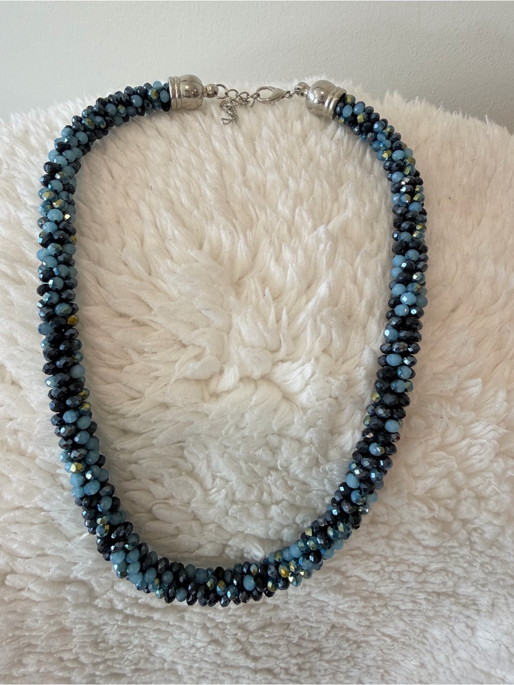 Blue Beaded Twist Necklace - Women's Jewelry